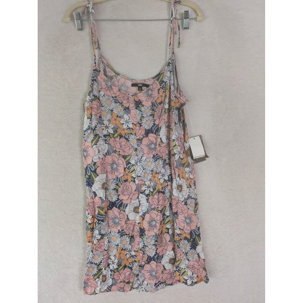 NEW Vans Retro Floral Dress Women's Large Pink Tie Straps